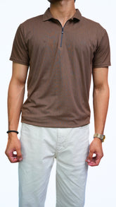 Men's brown Textured old money style imported polo shirt